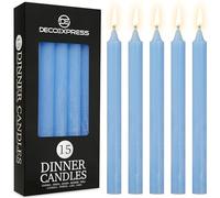 DECO EXPRESS Lot Bougies Rustiques Bougie Décorative Anti-Gouttes 15 Bougies Longue Durée 9 Heures Non Parfumées Fait Main (Bleu - Lot de 15)