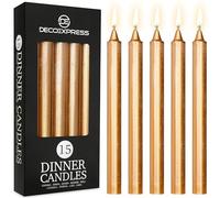 DECO EXPRESS Lot Bougies Rustiques Bougie Décorative Anti-Gouttes 15 Bougies Longue Durée 9 Heures Non Parfumées Fait Main (Or - Lot de 15)