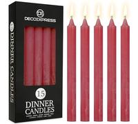 DECO EXPRESS Lot Bougies Rustiques Bougie Décorative Anti-Gouttes 15 Bougies Longue Durée 9 Heures Non Parfumées Fait Main (Rouge - Lot de 15)