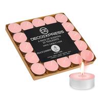 DECO EXPRESS Lot de Bougies Chauffe Plat de 200, 100, 50, 25 ou 24, Bougie Longue Durée de Combustion 4, 8 ou 10 Heures (Pêche Jasmin 25/4 heures)