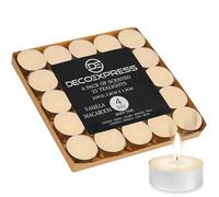 DECO EXPRESS Lot de Bougies Chauffe Plat de 200, 100, 50, 25 ou 24, Bougie Longue Durée de Combustion 4, 8 ou 10 Heures (Macaron Vanille 25/4 heures)