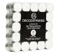 DECO EXPRESS Lot de Bougies Chauffe Plat de 200, 100, 50, 25 ou 24, Bougie Longue Durée de Combustion 4, 8 ou 10 Heures (Blanc 50/8 Heures)