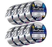 DECO EXPRESS Ruban Adhésif Aluminium, Ruban Scellant Métallique 45mm x 10/25/50m, Ruban Adhesif Haute Temperature pour Réparation Travaux Bricolage (25 M - 8 Pièces)