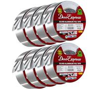 DECO EXPRESS Ruban Adhésif Aluminium, Ruban Scellant Métallique 45mm x 10/25/50m, Ruban Adhesif Haute Temperature pour Réparation Travaux Bricolage (50 M - 8 Pièces)