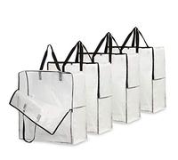 DECO EXPRESS Sac De Rangement Transparent en Lot De 3, Grand Sac Demenagement XXL 60x60cm avec Poignée De Transport, Sac Rangement Vêtements, Jouets, Couette pour Buanderie, Garage Ou Grenier