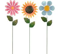 Deco Garden Outdoor,3 Metal Outdoor Garden Decoration,Rusty Metal Garden Ornaments,Rusty Ornaments for Outdoor Sunflower,Iron Garden Decorations,Sunflower Silhouette