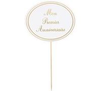 déco gâteau médaillon 1er anniversaire 14.8x12cm - artifetes 91634 Blanc G