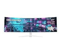 Deco Gear Moniteur de jeu incurvé ultra large de 49 pouces | 32:9 | 3840 x 1080 | 144 Hz | 3000:1 | E-LED | 2 HDMI | 2 ports d'affichage - Édition blanche exclusive, une entreprise américaine