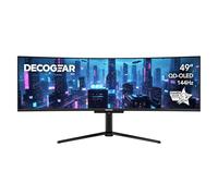 Deco Gear Moniteur de jeu QD-OLED incurvé ultra large de 49 pouces avec 5120 x 1440, 144 Hz, HDR400 True Black, 0,03 ms, AdaptiveSync Premium, 100 % sRGB, HDMI 2.1, 90 W USB-C, haut-parleurs intégrés