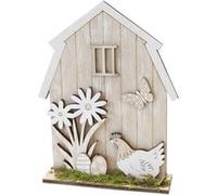 déco grange bois poule ?'uf pâques 18x14.5x3.5cm - générique paq1126