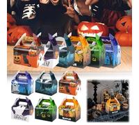 Deco Halloween Interieur Lot de 6 boîtes à bonbons ou à friandises pour Halloween avec fenêtre, fournitures pour biscuits, desserts, cupcakes, tartes Affiche De L'horizon Des ( Black, 11. 5x13. 5x6cm)