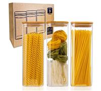 Deco haus® Bocaux de Conservation avec Couvercles [HERMÉTIQUES] + Étiquettes - Pour Céréales, Spaghettis- Boîtes en Verre - 3x2300ml