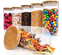 Deco haus® Bocaux de Conservation en Verre avec Couvercles 6 pcs - Pour Céréales, Cornflakes, Sucre, Spaghetti - Boîtes en Verre Hermétiques - Conteneur de Stockage, Boîte Rangement Cuisine