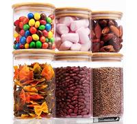 Deco haus® Bocaux de Conservation en Verre avec Couvercles, Set de 6 [+ÉTIQUETTES] - Idéal pour Céréales, Cornflakes, Sucre, Spaghetti - Boîtes Hermétiques en Verre - Conteneurs, Rangement Cuisine