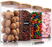 Deco haus® Bocaux en Verre Hermétique Lot de 4 [+ÉTIQUETTES] - Bocaux Rangement Cuisine - Pot en Verre avec Couvercle - conserve 4x1600ml