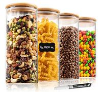 Deco haus® Bocaux Rangement en Verre Hermétique Lot de 4 - Pots et Bocaux de Conservation Cuisine avec Couvercle