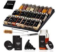 Deco haus Étagère à épices avec 24 pots à épices et étiquettes - Étagère à épices extensible - Tiroir de rangement à épices