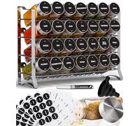 Déco haus® Étagère à Épices avec 28 Pots - Boîte de Rangement pour Cuisine avec Étiquettes - Porte-épices