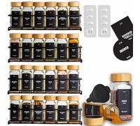 Deco haus® Etagere a Epices Murale Sans Percer avec 24 Pot à Épices en Verre - Porte-épices Murale 4 Pièces - Étagère de Rangement de Cuisine pour Épices - etagere epices cuisine murale