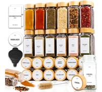 Deco haus® Lot de 36 pots à épices carrés avec capuchon à visser [+étiquettes & saupoudreur] - Lot de boîtes à épices en verre - Récipients à épices - Rangement des épices