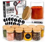 Deco haus® Pots à Épices Carrés Hermétiques, Set de 10 [avec Étiquettes & Saupoudreur] - Bocaux à Épices en Verre - Conteneurs à Épices, Spice Jars - Rangement d'Épices - Conteneurs pour Épices