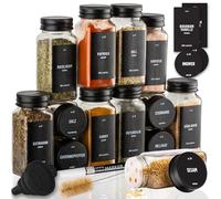 Deco haus® Pots à Épices Carrés Hermétiques, Set de 12 [avec Étiquettes & Saupoudreur] - Bocaux à Épices en Verre - Conteneurs à Épices, Spice Jars - Rangement d'Épices - Conteneurs pour Épices
