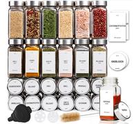 Deco haus® Pots à Épices Carrés Hermétiques, Set de 36 [avec Étiquettes & Saupoudreur] - Bocaux à Épices en Verre - Conteneurs à Épices, Spice Jars - Rangement d'Épices - Conteneurs pour Épices