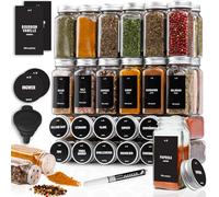 Deco haus® Pots à Épices Carrés Hermétiques, Set de 36 [avec Étiquettes & Saupoudreur] - Bocaux à Épices en Verre - Conteneurs à Épices, Spice Jars - Rangement d'Épices - Conteneurs pour Épices