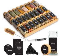 Deco haus® Range epices cuisine tiroir avec Pots Lot de 24 avec Étiquettes - Rangement épices tiroir - Organisateur epice Grande Capacité Extensible