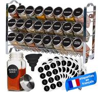 Deco haus® - Rangement Epices Cuisine avec Pot a Epices Lot de 24 avec Étiquettes d'épices Françaises - Etagere Epice Cuisine - Étagère à Épice - Organisateur d'épices - Organisateur d'épice