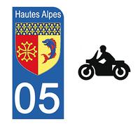 DECO-IDEES 1 Sticker pour Plaque d'immatriculation Moto, 05 Hautes Alpes - Stickers Garanti 5 Ans