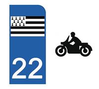 DECO-IDEES 1 Sticker pour Plaque d'immatriculation Moto, 22 Cote D'ARMOR - Stickers Garanti 5 Ans