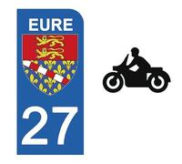 DECO-IDEES 1 Sticker pour Plaque d'immatriculation Moto, 27 EURE - Stickers Garanti 5 Ans