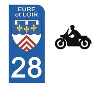 DECO-IDEES 1 Sticker pour Plaque d'immatriculation Moto, 28 EURE et Loir - Stickers Garanti 5 Ans