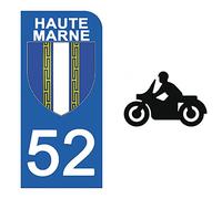 DECO-IDEES 1 Sticker pour Plaque d'immatriculation Moto, 52 Haute Marne - Stickers Garanti 5 Ans
