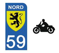 DECO-IDEES 1 Sticker pour Plaque d'immatriculation Moto, 59 Nord - Stickers Garanti 5 Ans