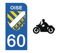 DECO-IDEES 1 Sticker pour Plaque d'immatriculation Moto, 60 OISE - Stickers Garanti 5 Ans