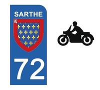 DECO-IDEES 1 Sticker pour Plaque d'immatriculation Moto, 72 SARTHE - Stickers Garanti 5 Ans
