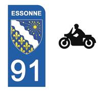 DECO-IDEES 1 Sticker pour Plaque d'immatriculation Moto, 91 ESSONNE - Stickers Garanti 5 Ans