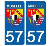 DECO-IDEES 2 Stickers pour Plaque d'immatriculation - 57 - Blason Moselle - Stickers Garanti 5 Ans