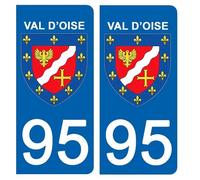 DECO-IDEES 2 Stickers pour Plaque d'immatriculation - 95 - Blason Val D'Oise - Stickers Garanti 5 Ans