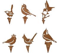 Deco Jardin Exterieur,6 Metal Outdoor Garden Decoration,Rusty Metal Garden Ornaments,Rusty Ornaments for Outdoor Birds,Iron Garden Decorations,Retro Crafts,Silhouette Danimal.