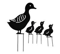 Deco Jardin Exterieur Décoration de jardin en métal for famille de canards, 4 pièces, décoration extérieure, piquets de famille en fer, décorations de ferme en forme d'animaux Ornements d'extérieur
