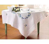 DECO-LINE Forget-ME-Not Kit de Broderie de Nappe imprimée Blanc 80 x 80 cm