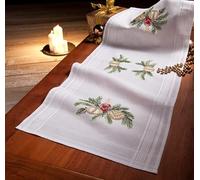 DECO-LINE Kit de broderie pour chemin de table imprimé 40 x 100 cm