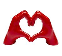 Kare Objet décoratif Design en Forme de cœur - Fait à la Main - Rouge - Chaque pièce est Unique - Accessoire de Salon - pour étagères ou buffets - Sculpture - 12 x 20 x 8 cm (H x l x P)