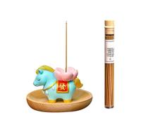 Deco Maison Diffuseur d'arômes Zen pour Salon, en résine de Bois d', Petit Porte-encens décoratif en Forme de Cheval + Plateau + bâtonnet d'encens (D, 8cm)