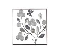 Atmosphera Déco murale florale métal argent 50x50 cm