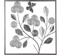 Atmosphera Déco murale florale métal argent 50x50 cm