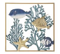 Déco Murale Encadrée en Métal "Fish" 50cm Multicolore